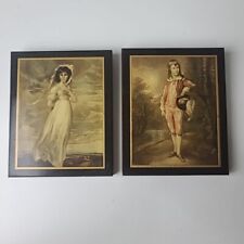 Vintage Pink Boy and Pinkie Wooden Hanging Wall Plaques Thomas Gainsborough Rare picture
