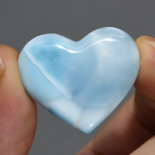 57ct 29mm Natural Larimar Crystal Puffy Heart, Blue Larimar Gemstone, Dominican  picture
