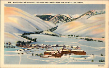 Postcard Winter Scene Sun Valley Idaho Linen Unposted picture