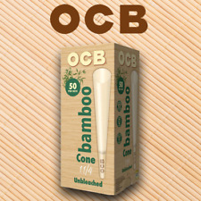 OCB Bamboo 1 1/4 Cones Unbleached Pre-Rolled Cones 84mm (50 Count Cone Tower) picture