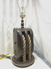 Vintage Nautical Electric Table Lamp Double Block Pulley & Rope Marine Maritime picture