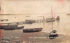 Clear Lake IA Rowboats One Shore & At Ideal Dock~Sailboat Phyllis RPPC c1914 picture