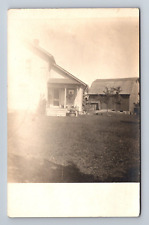 RPPC Unidentified Two Story Farm House Barn Real Photo Postcard picture