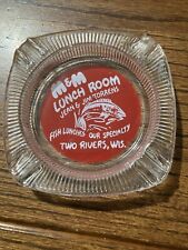 Advertising Ashtray Two Rivers WI M&M Lunch Room Jean Jim Torrens Fish Lunches picture