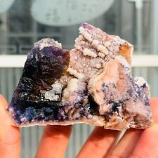 165g  Natural Transparen QR code Purple Fluorite Quartz Crystal Mineral Specimen picture