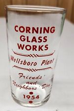 Corning Glass Works Wellsboro Plant Friends And Neighbors Day 1954 Glass Tumbler picture