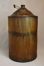 Antique Primitive Early 1900's Kerosene Oil Can with Wood Wrap Jacket Cone Top picture