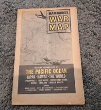 Vintage Hammond's War Map Pacific Ocean Japan Hawaii Burma WWII picture