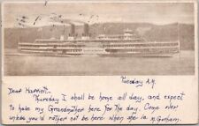 Vintage HUDSON RIVER DAY LINE NY Postcard Steamer HENDRICK HUDSON / 1908 Cancel picture
