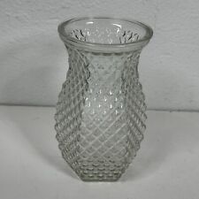 VTG Hoosier Glass Vase 4071 Diamond Pattern Pineapple 5.5