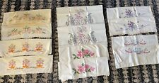 antique embroidered and crocheted pillow cases Lot of 8 Sets… 16 in all picture