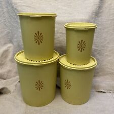 Vintage Tupperware Nesting Canisters With Lids Set Of 4 Harvest Gold Servalier picture