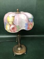 Antique Pairpoint Boudoir Lamp ~Reverse Painted Puffy Shade w/Butterflies Floral picture