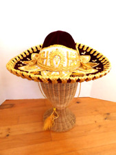 Vintage Authentic Pigalle XXXXXXX Burgundy & Gold Mexican Sombrero Mariachi Hat picture