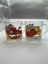 Vintage Lot of 2 McDonalds 1978 Garfield Glass Coffee Cups, Mugs by Jim Davis picture