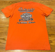 Harley Davidson Orlando Florida T Shirt Adult L Large Orange Nice Graphic picture