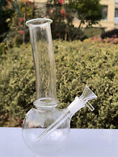8Inch Glass Bong Classic Clear Hookah Water Pipe Bowl Pipe Beaker（with a hole）US picture