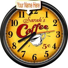 Personalized Java Espresso Retro Vintage Art Coffee Shop Diner Sign Wall Clock picture