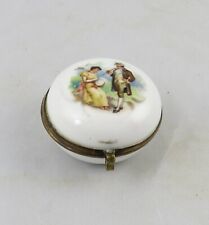 Vintage Continental Porcelain Trinket Box with Courting Scene picture
