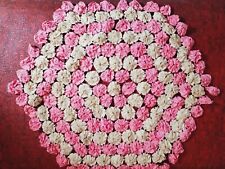 Vtg Hand Made Doily Pink White Granny Core Boho Kitch Gathered Pieces 13in USA picture