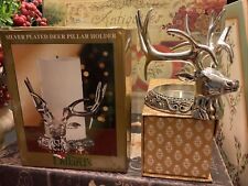Dillard’s Department Store~Silver Plated Deer Pillar Holder~Heavy/Quality~4.25x5 picture