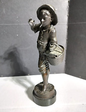 Antique Bronze Sculpture, Smoking boy, by A. Mayer, 10,5