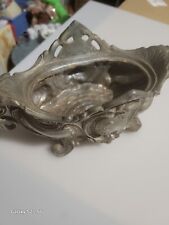 Antique French Victorian Pewter Metal Jardiniere Planter Table Vase Footed picture