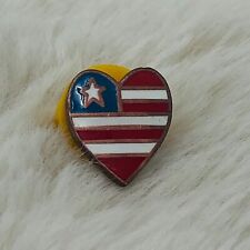 Vtg Taylor Lewis USA Flag Heart Enamel Patriotic Lapel Pin picture