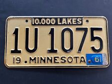 1961 Minnesota License Plate Tag 1960 1U 1075 picture