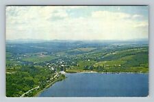 Crystal Lake VT-Vermont, Barton And Crystal Lake, Aerial View, Vintage Postcard picture