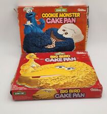 Vintage Wilton Sesame Street Cake Pan Lot ~ Cookie Monster~Big Bird W/Box & Inst picture