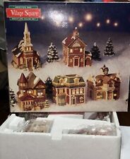Mervyns 1993 Village Square 5 Piece Miniature House Set  With Box. Please Read picture