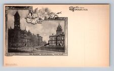 Omaha NE-Nebraska, City Hall, Bee Bldg Court House NY Life Bldg Vintage Postcard picture