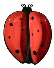 LADY BUG Glazed Ceramic Pottery Clay Art Divided Trinket Tray CA picture