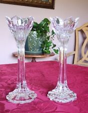 Pair of Gorgeous Heavy Crystal Tulip Shaped Candle Stick Holders picture