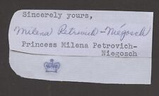 Princess Milena d1923 signed auto 1.5x3 cut Queen consort of Montenegro AB1146 picture