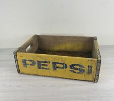 VINTAGE PEPSI Wooden 24 Bottle Crate, YELLOW with BLUE Writing 18