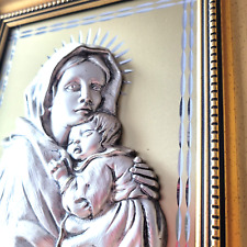 Madonna and Child 925 Italian Vintage Framed 3D Sterling Handmade Loreto Marked picture