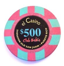 $500 EL CASINO CLUB BAHIA SHERATON PINK LT BLUE Poker Chip San Juan Puerto Rico picture