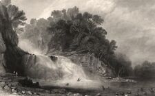 Corra Lynn. Falls of the Clyde, Lanarkshire. Corra Linn. Scotland. ALLOM c1840 picture