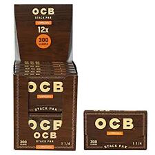 OCB Virgin Stack Pak 1 1/4 Unbleached Rolling Papers (Full Box of 12 Booklets) picture