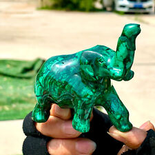 183G Natural glossy Malachite Crystal Handcarved elephant mineral sample picture