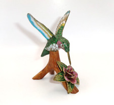 Cloisonne Hummingbird on Branch with Flower Figurine DS Starr Oriental Treasures picture