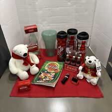 Lot Of Coca-Cola Collection Items Stuffies, Cups, Book, Keychain, Evolution Bott picture