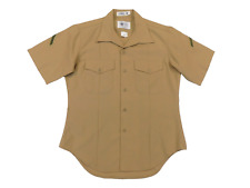 USMC Khaki Shirt 16 Quarter Short Sleeve Dress M-1 Poly/Wool US Marine PFC picture