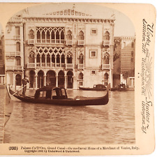 Grand Canal Gondola Venice Stereoview c1898 Italy Ca' d' Oro Palace Boat A1589 picture