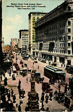 Vtg Market Street Palace Hotel San Francisco CA w/1915 Expo Cancel Postcard picture