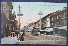 1911 Kingston Ontario Canada Princess Street & Trolley Postcard picture