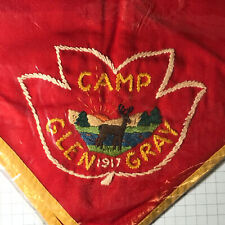 Camp Glen Gray 1917 Red w/ Embroid Eagle Rock Neckerchief YLW Bdr (LB416) picture