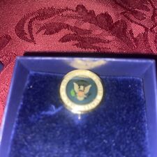 Presidential Seal Lapel Pin With George Bush Signed On Back Gold Tone  picture